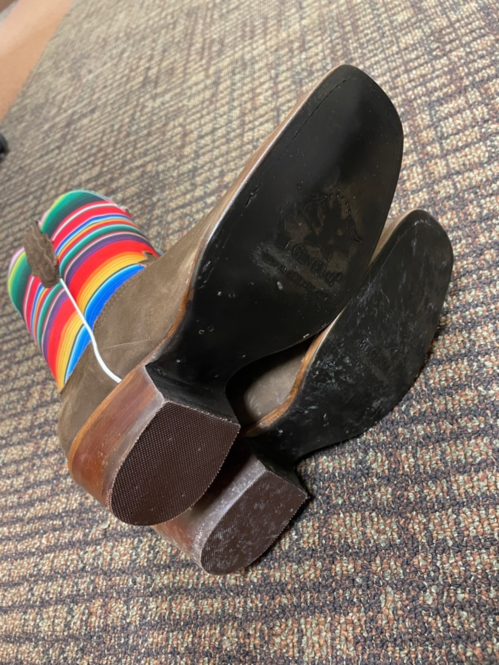 El General Cowboy Boots with Multicolor Serape Shaft Made in Mexico Wms 8- EUC! - Picture 11 of 11